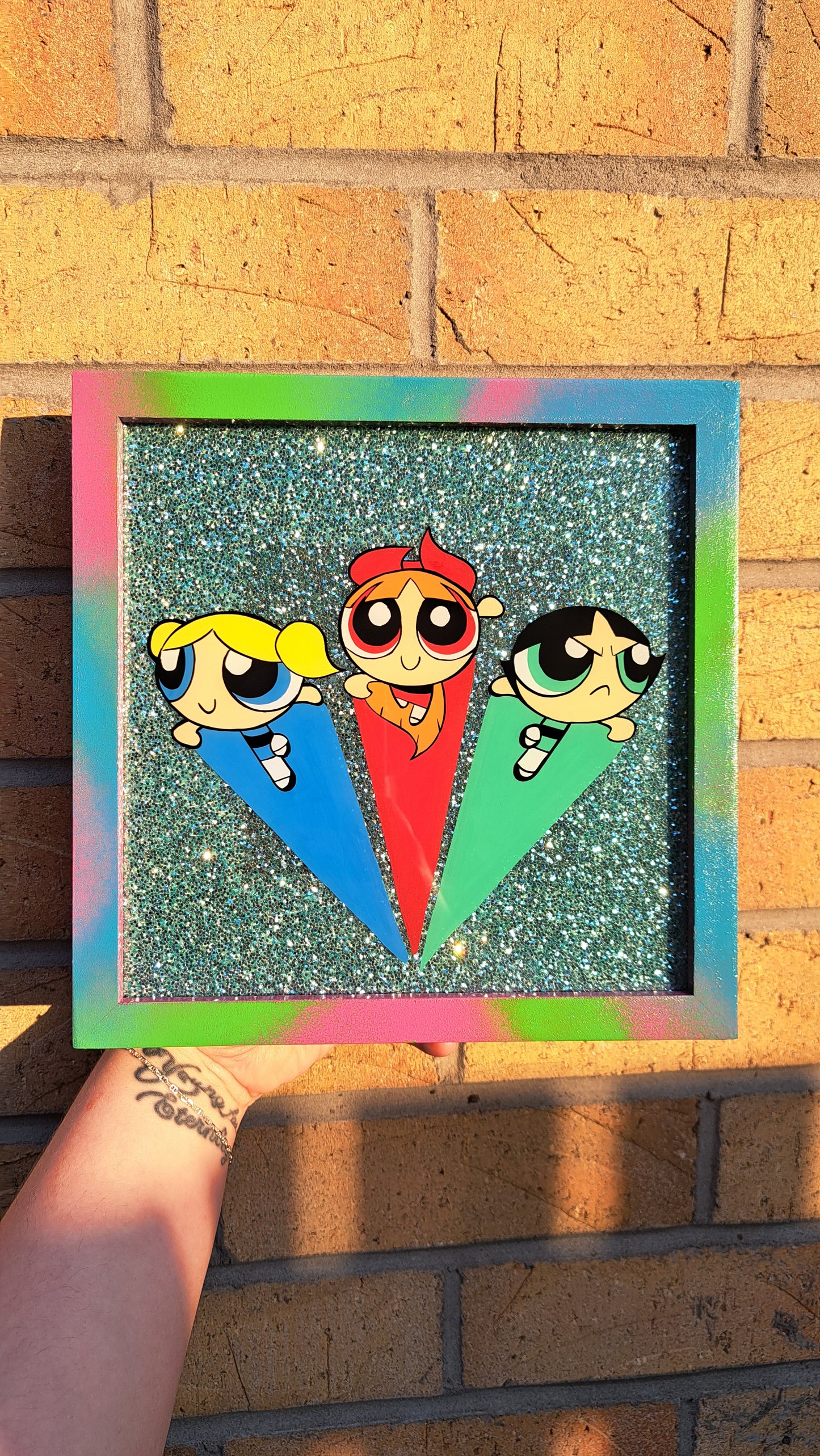 Powerpuff Girls Reverse Glass Painting